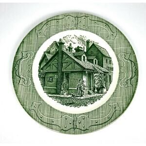 The Old Curiosity Shop Green China Dinner Plate 9” Royal USA Vintage
